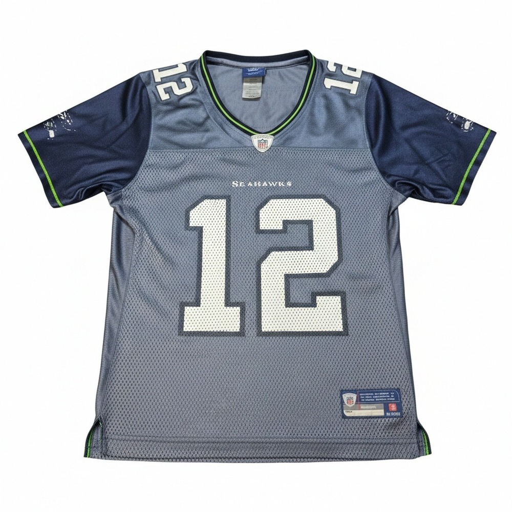 Reebok Onfield Seattle Seahawks Women's Jersey Size M Blue Silver NFL Fan 12‎